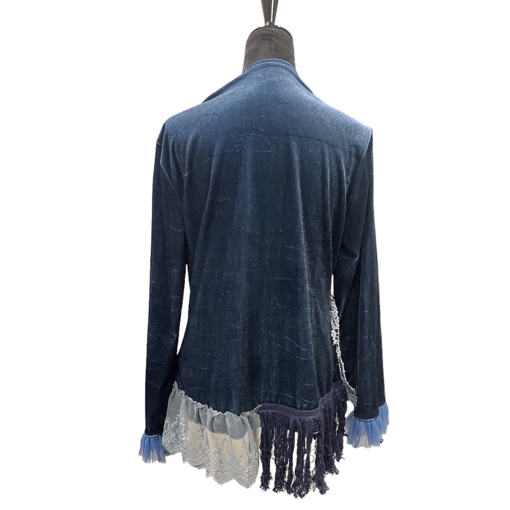 NEW Ursime Vintage Boho Velvet Patchwork Bowknot Long Sleeve Jacket M - Picture 2 of 10
